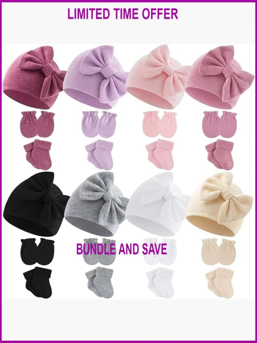 Preemie Hats Mittens Socks Set 8 Pack Cotton NICU Newborn Essentials